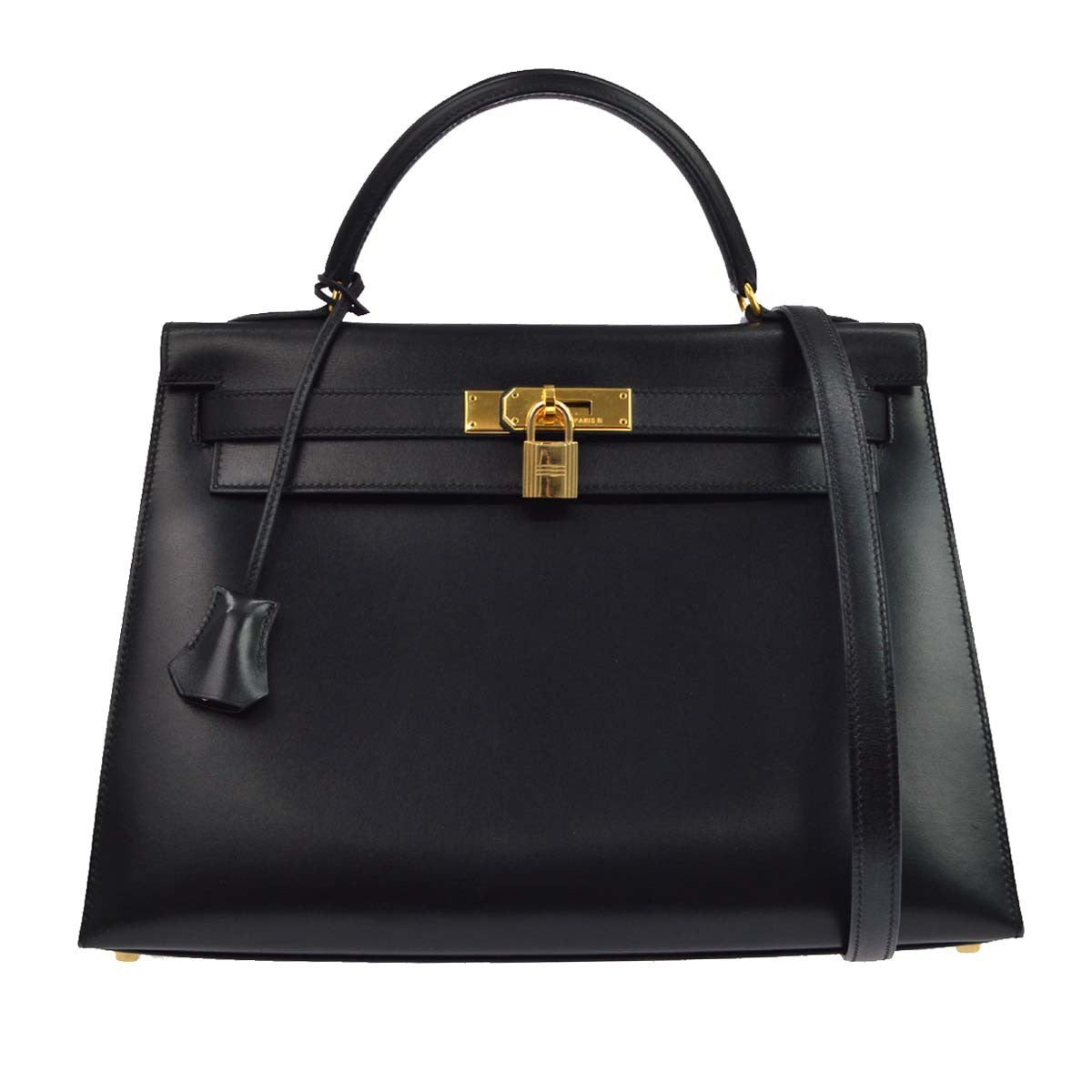 Hermes Kelly Black Box Calf with Gold Hardware 32
