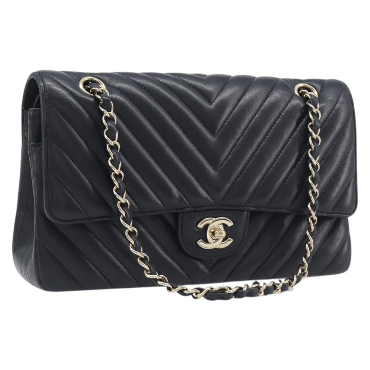 Chanel Double Stitch Flap Chevron Lambskin Medium