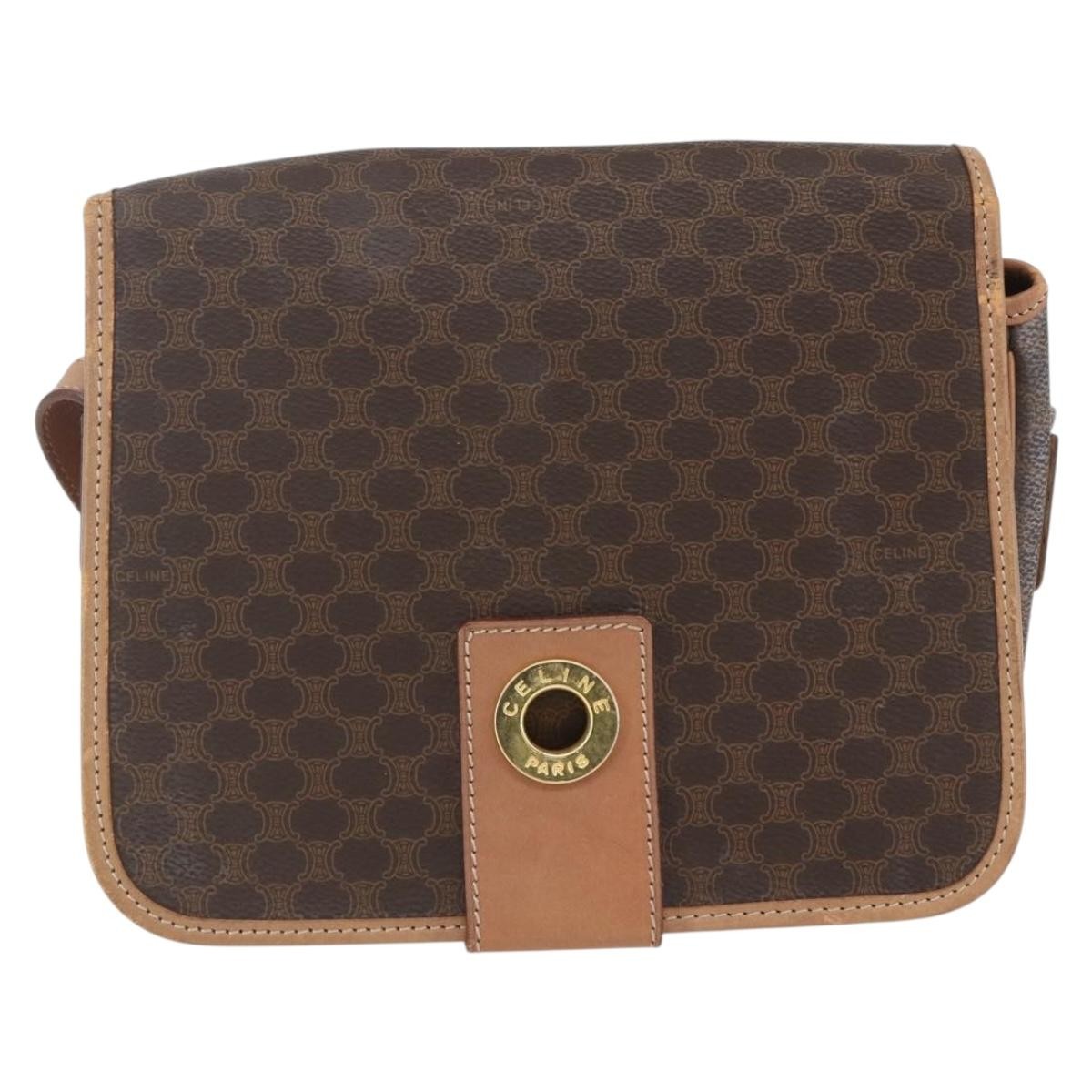 Celine Vintage Macadam Circle Logo Canvas and Leather Product Image