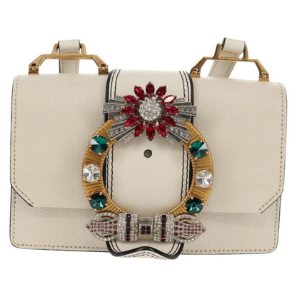 Miu Miu Madras Crystal Buckle Leather Small