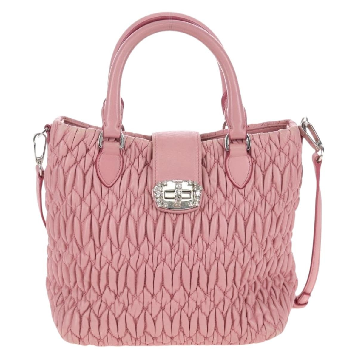 Miu Miu Crystal Convertible Top Handle Matelasse Leather Small