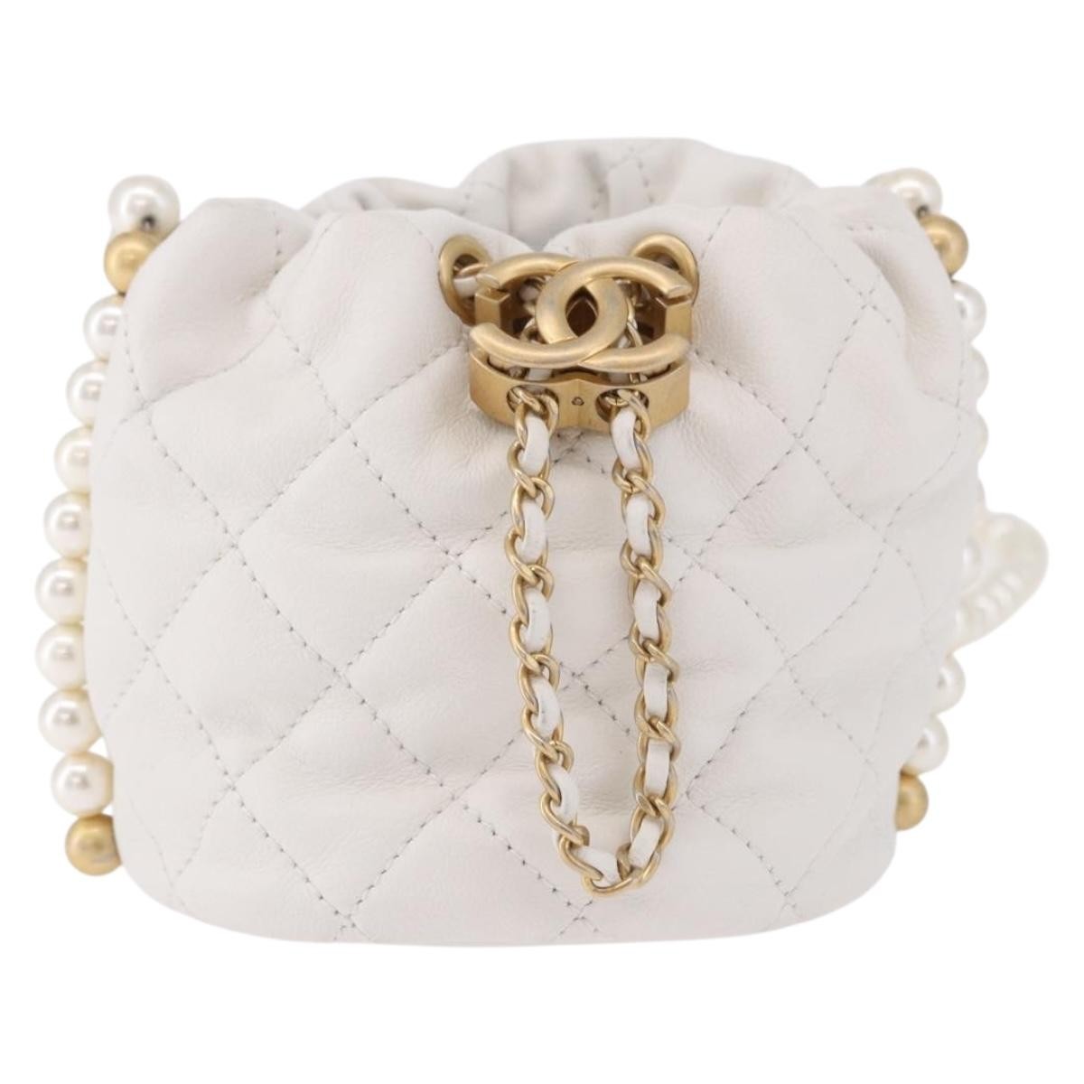 Chanel About Pearls Bucket Quilted Calfskin Mini