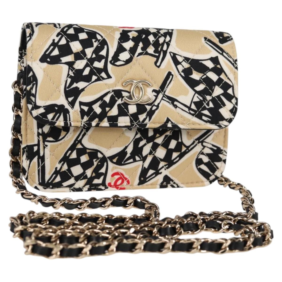 Chanel Flap Card Holder on Chain Quilted Printed Canvas Product Image