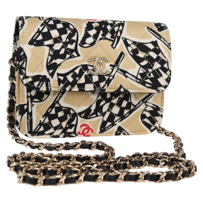 Chanel Flap Card Holder on Chain Quilted Printed Canvas Product Image
