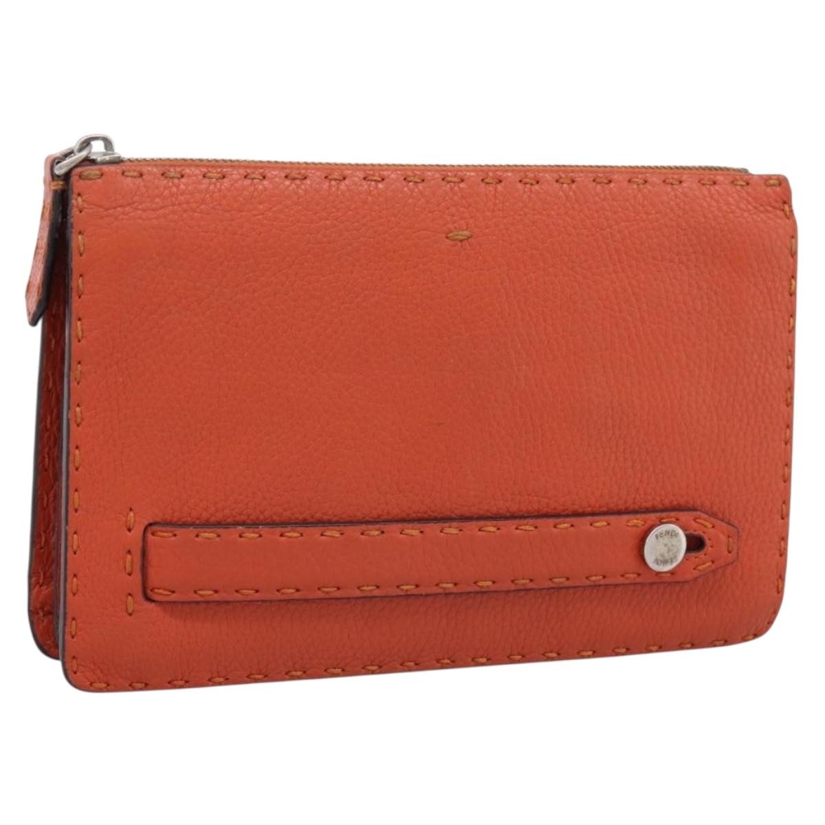 Fendi Selleria Zip Clutch Leather Small