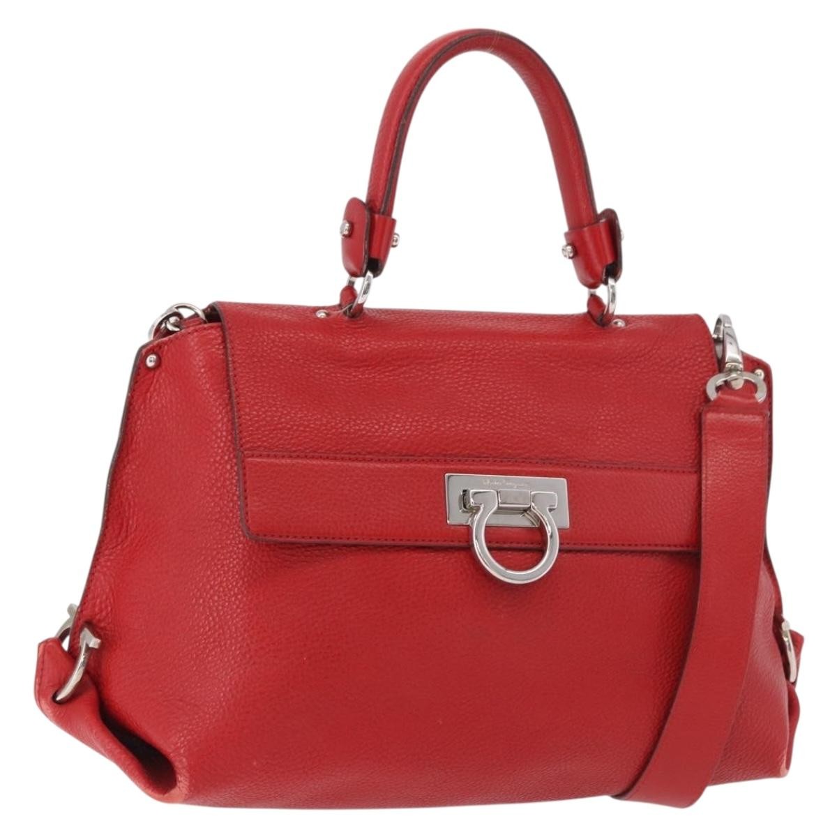 Salvatore Ferragamo Sofia Satchel Grainy Leather Large