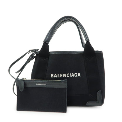 Balenciaga Navy Cabas Canvas with Leather XS