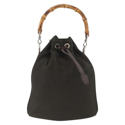 Gucci Vintage Bamboo Bucket Bag Nylon and Leather Small