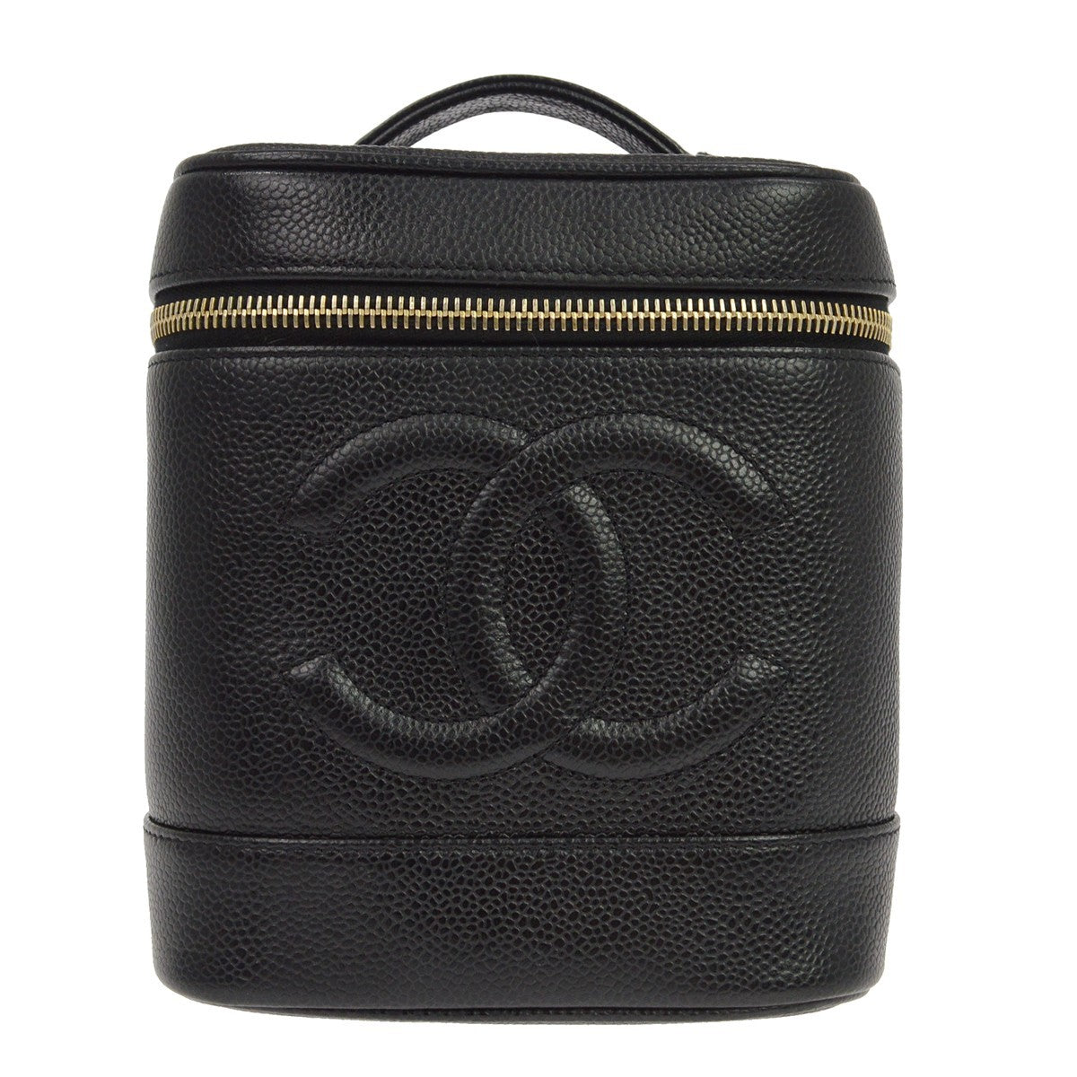 Chanel Vintage Timeless Cosmetic Case Caviar Tall