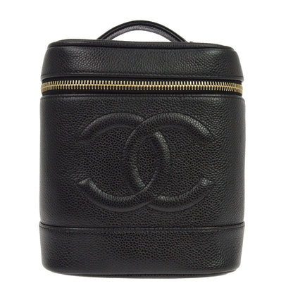 Chanel Vintage Timeless Cosmetic Case Caviar Tall
