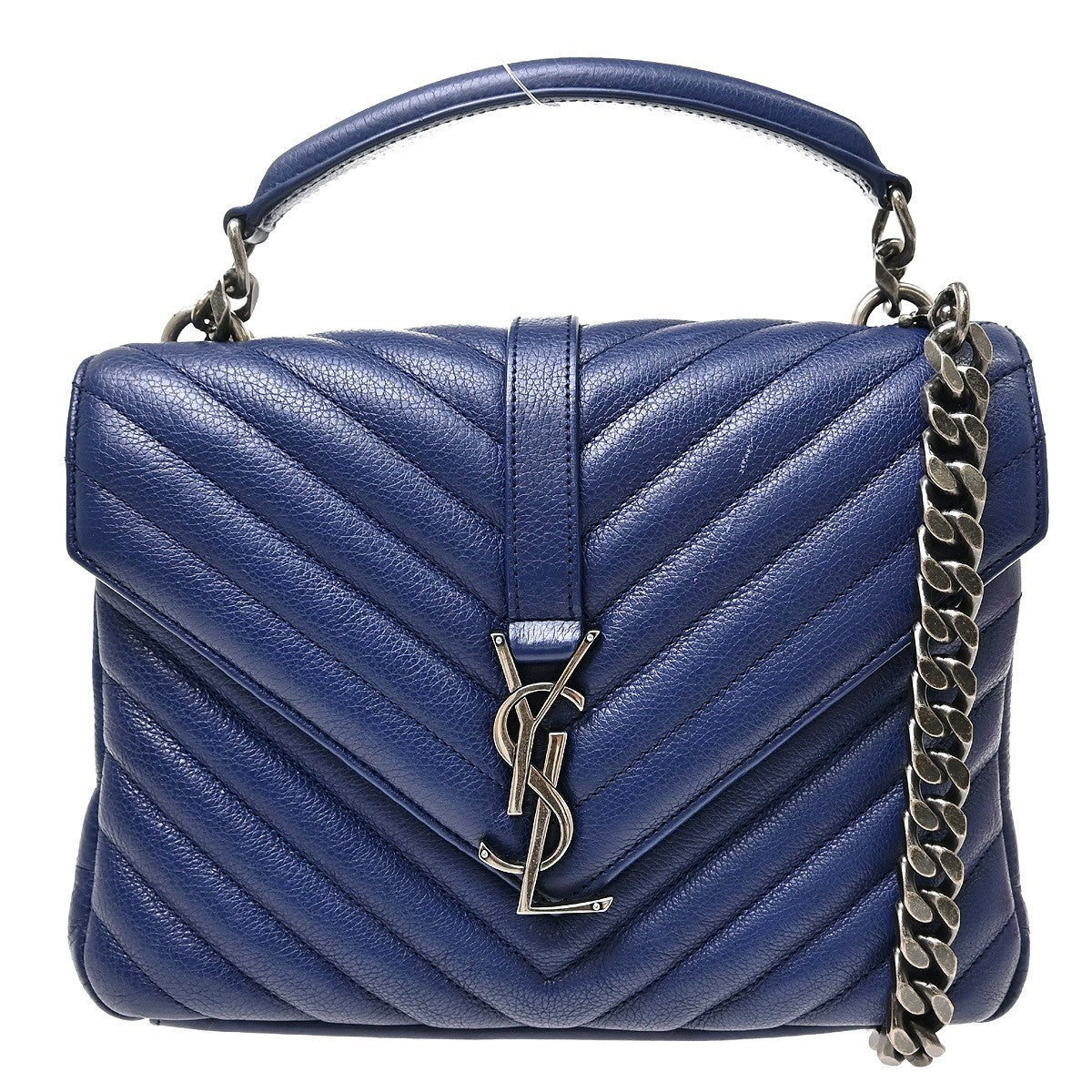 Saint Laurent Classic Monogram College Matelasse Chevron Leather Mini