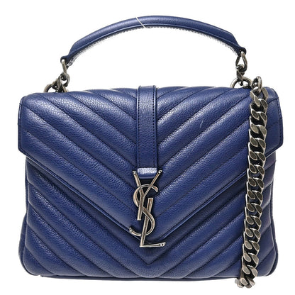 Saint Laurent Classic Monogram College Matelasse Chevron Leather Mini