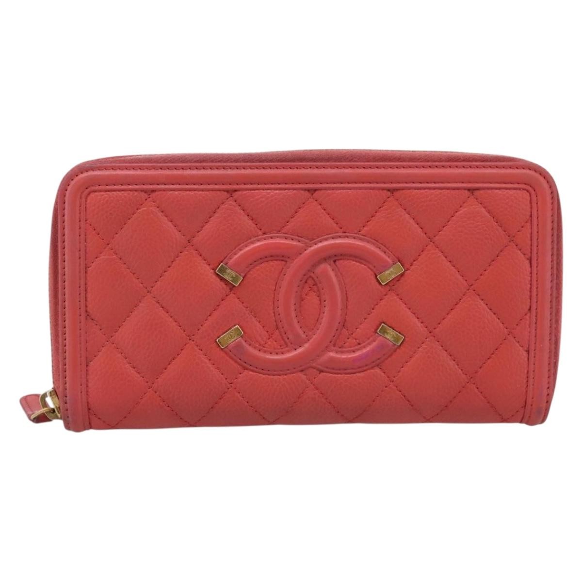Chanel Filigree Zip Around Quilted Caviar Long