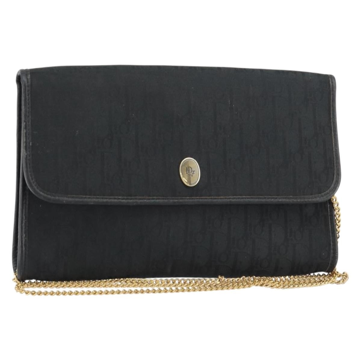Christian Dior Vintage Chain Flap Shoulder Bag Diorissimo Canvas Medium