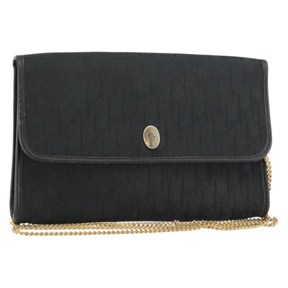 Christian Dior Vintage Chain Flap Shoulder Bag Diorissimo Canvas Medium