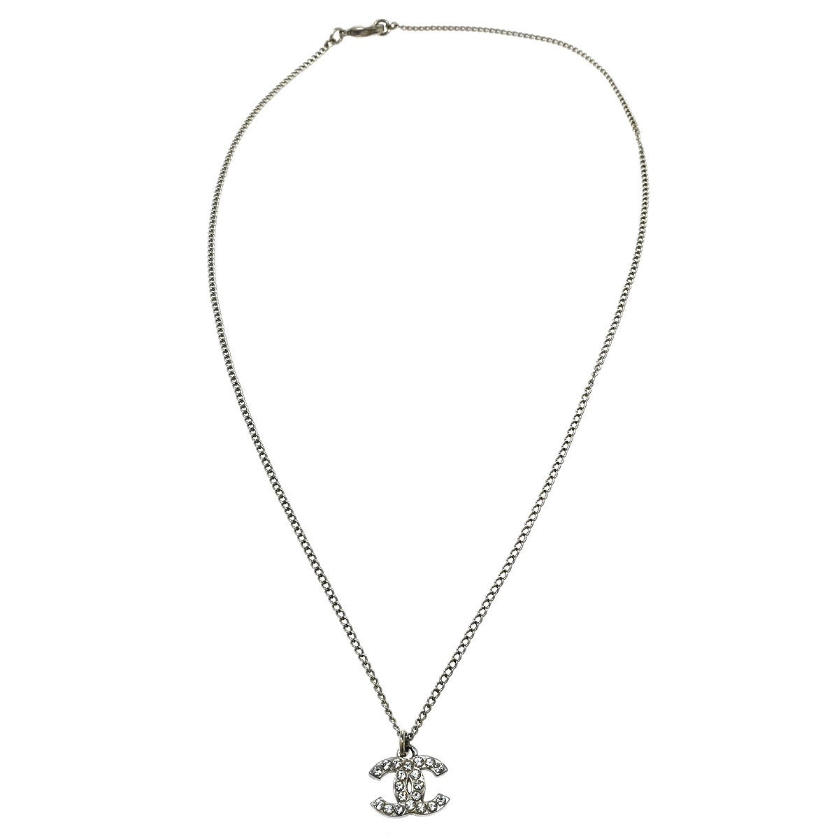 Chanel Vintage CC Pendant Metal with Crystals Large