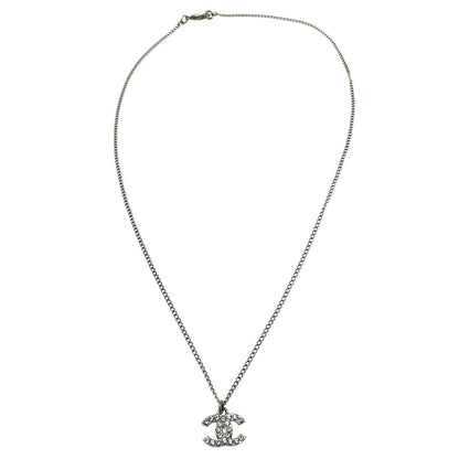 Chanel Vintage CC Pendant Metal with Crystals Large