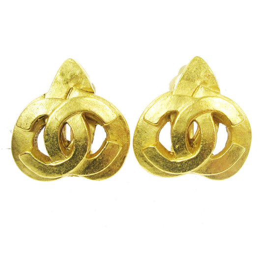 Chanel Vintage CC Heart Clip-On Earrings Metal Small