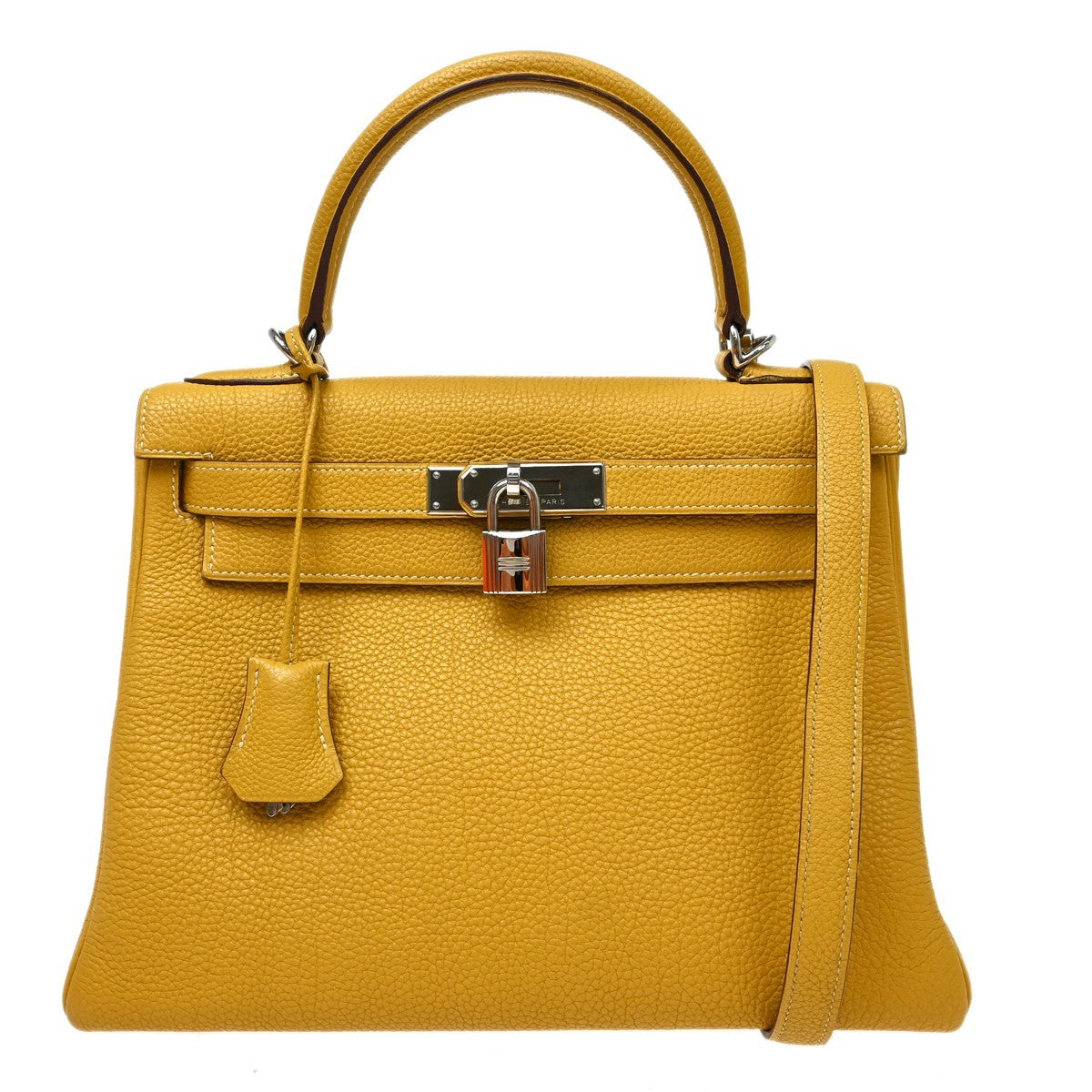 Hermes Kelly Handbag Yellow Epsom with Palladium Hardware 35