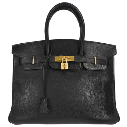 Hermes Birkin Black Clemence with Gold Hardware 35
