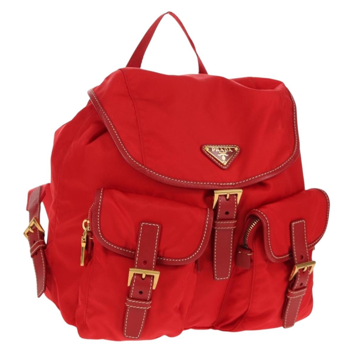 Prada Vela Double Front Pocket Backpack Tessuto with Saffiano Leather Medium
