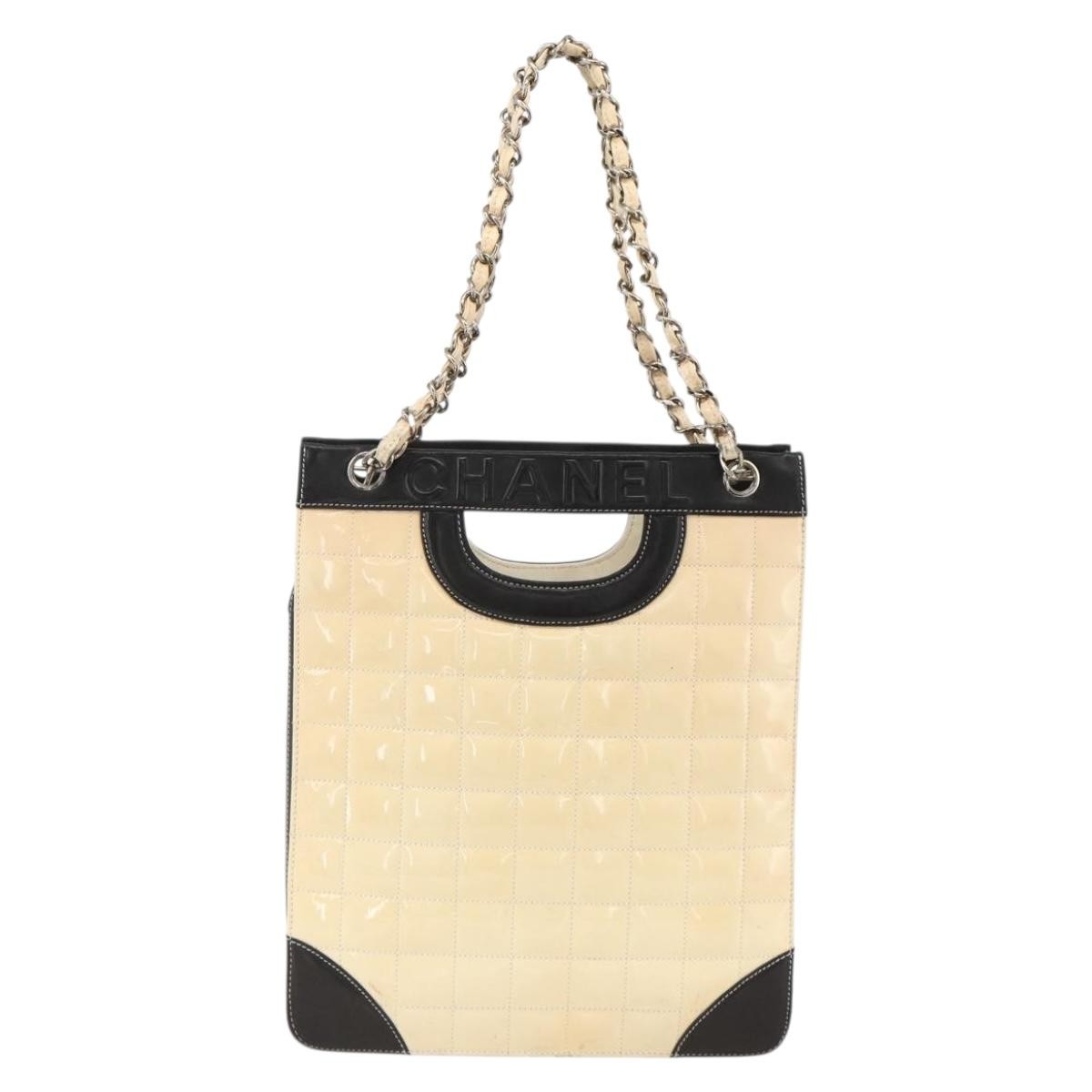 Chanel Chocolate Bar Shopping Tote Quilted Patent Large