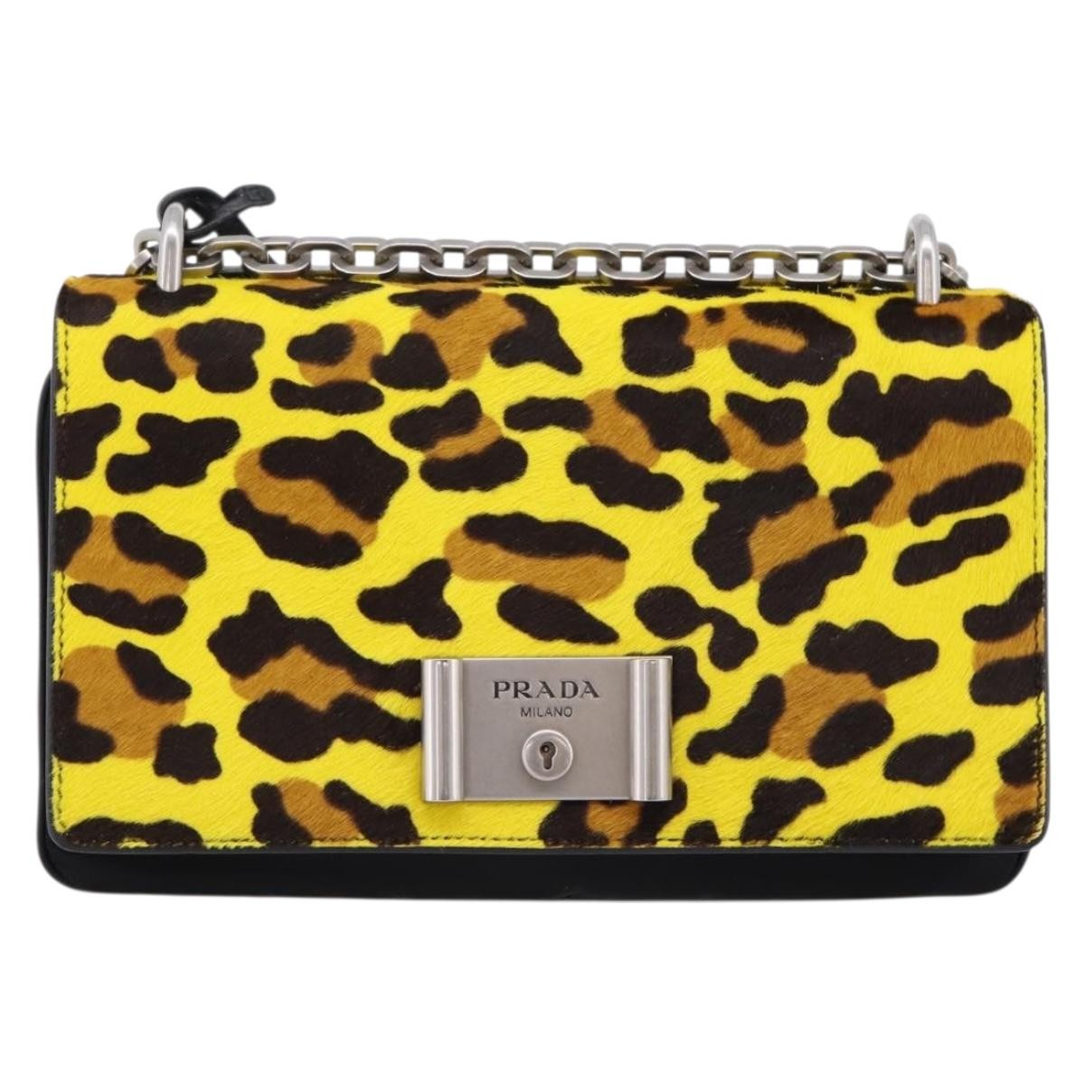 Prada Chain Flap Leather with Pony Hair Medium