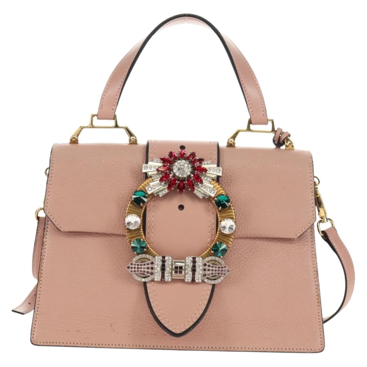 Miu Miu Madras Crystal Buckle Leather Small