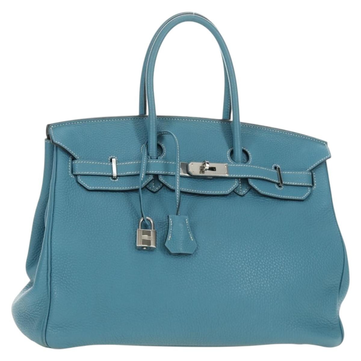 Hermes Birkin Blue Clemence with Palladium Hardware 35