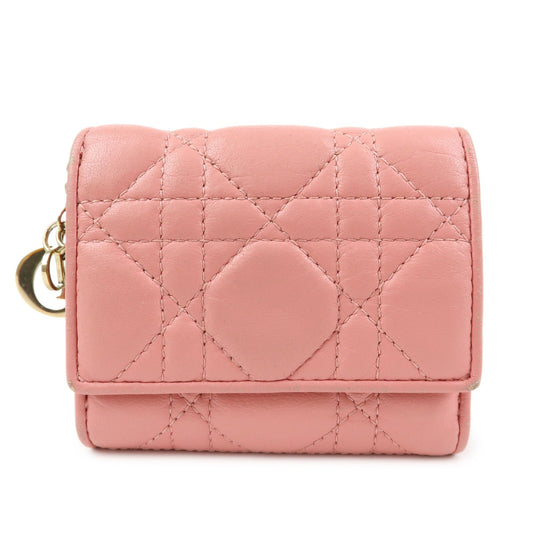 Christian Dior Lady Dior Trifold Cannage Embossed Patent Compact