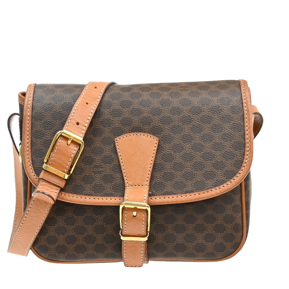 Celine Vintage Macadam Shoulder Bag Canvas and Leather Product Image