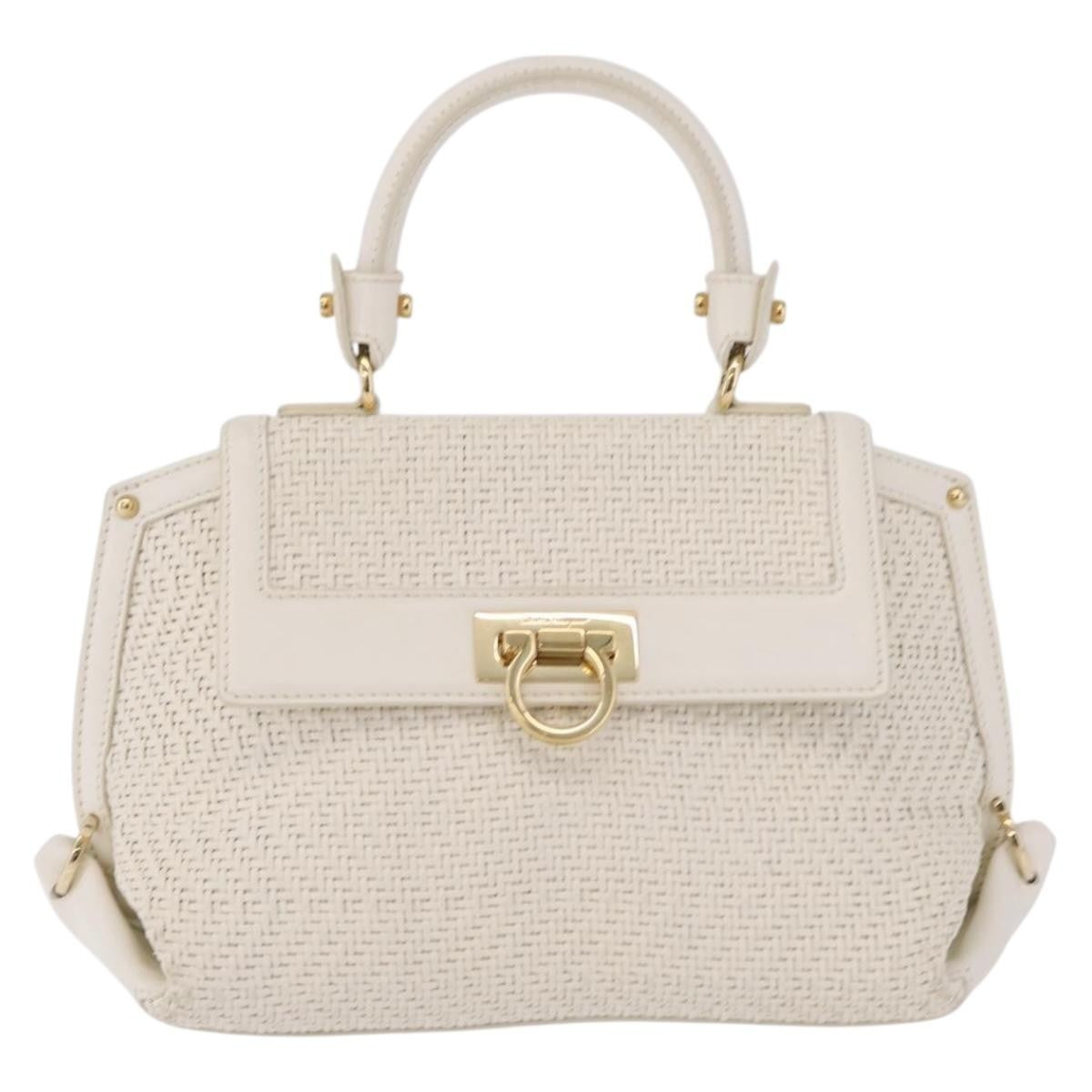 Salvatore Ferragamo Sofia Satchel Woven Leather Medium