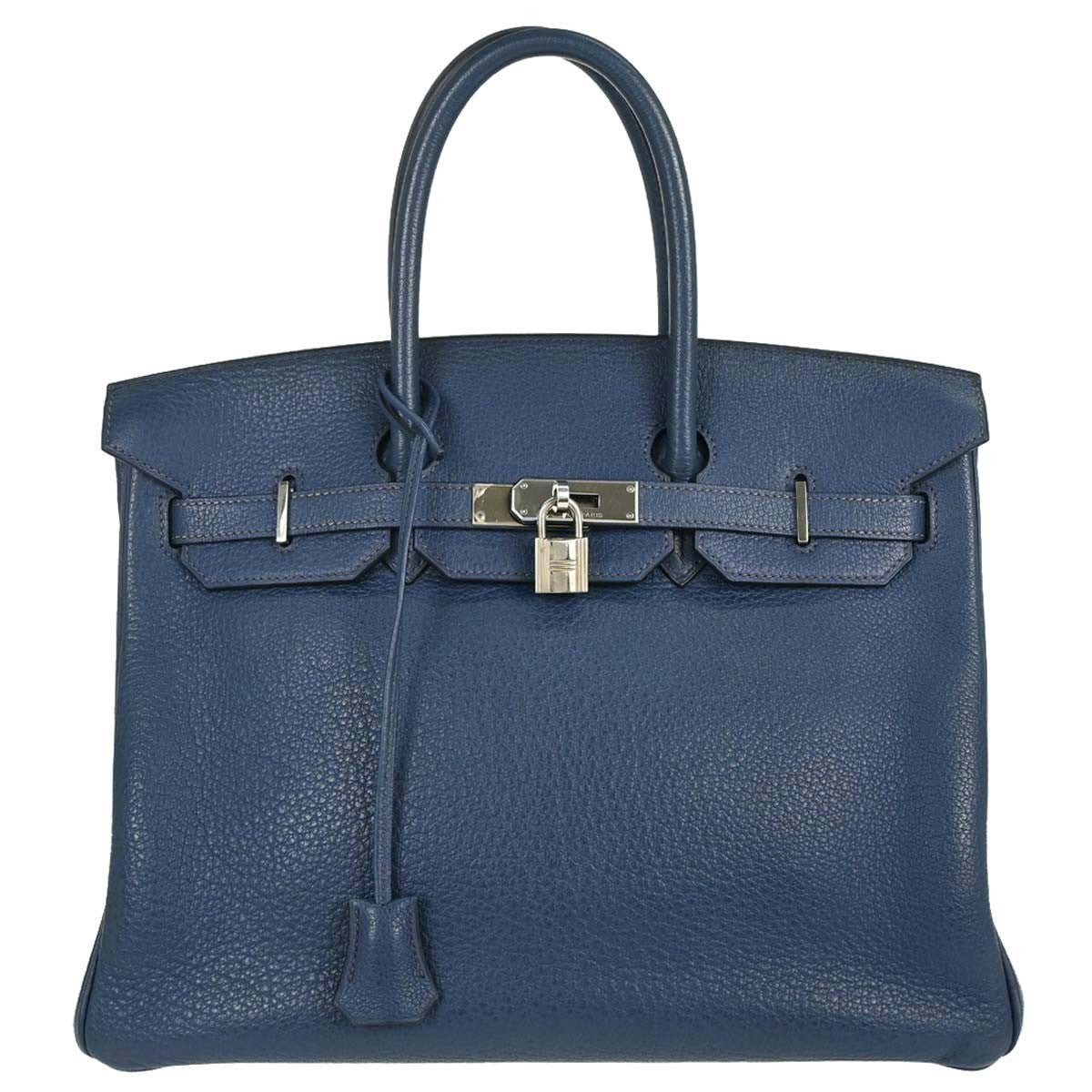 Hermes Birkin Handbag Blue Togo with Palladium Hardware 35
