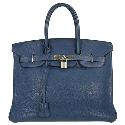 Hermes Birkin Handbag Blue Togo with Palladium Hardware 35