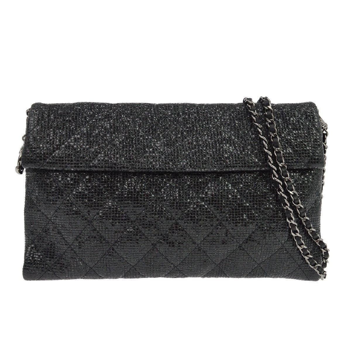 Chanel Chain Flap Quilted Iridescent Fabric Small