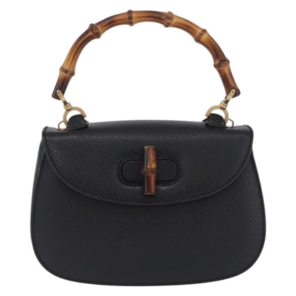 Gucci Vintage Convertible Bamboo Top Handle Leather Small