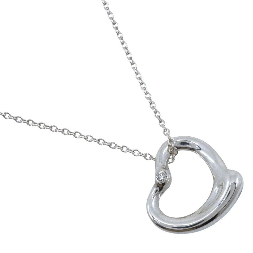 Tiffany & Co. Elsa Peretti Open Heart Pendant Sterling Silver with Diamond 16mm