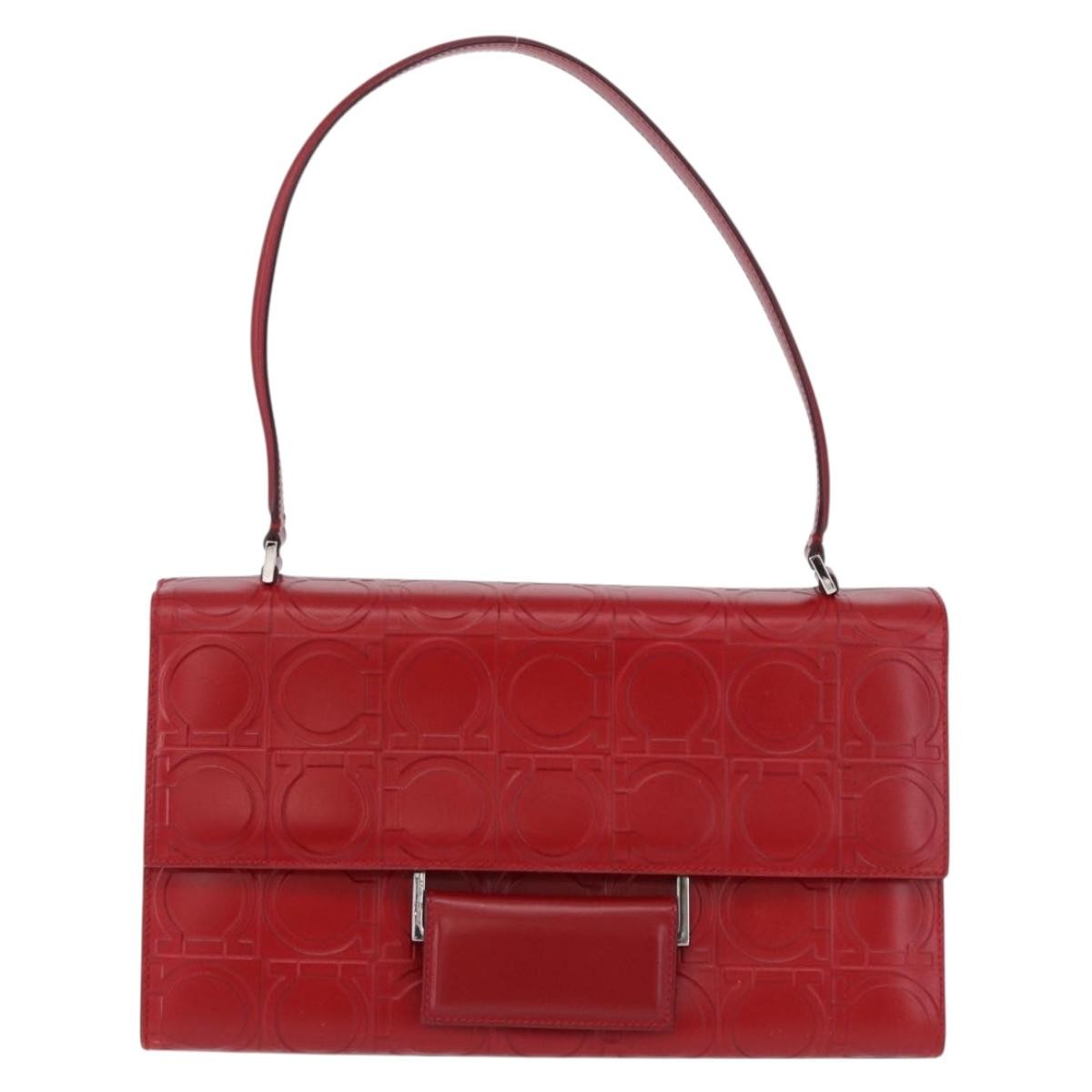 Salvatore Ferragamo Vintage Gancini Top Handle Embossed Leather Medium