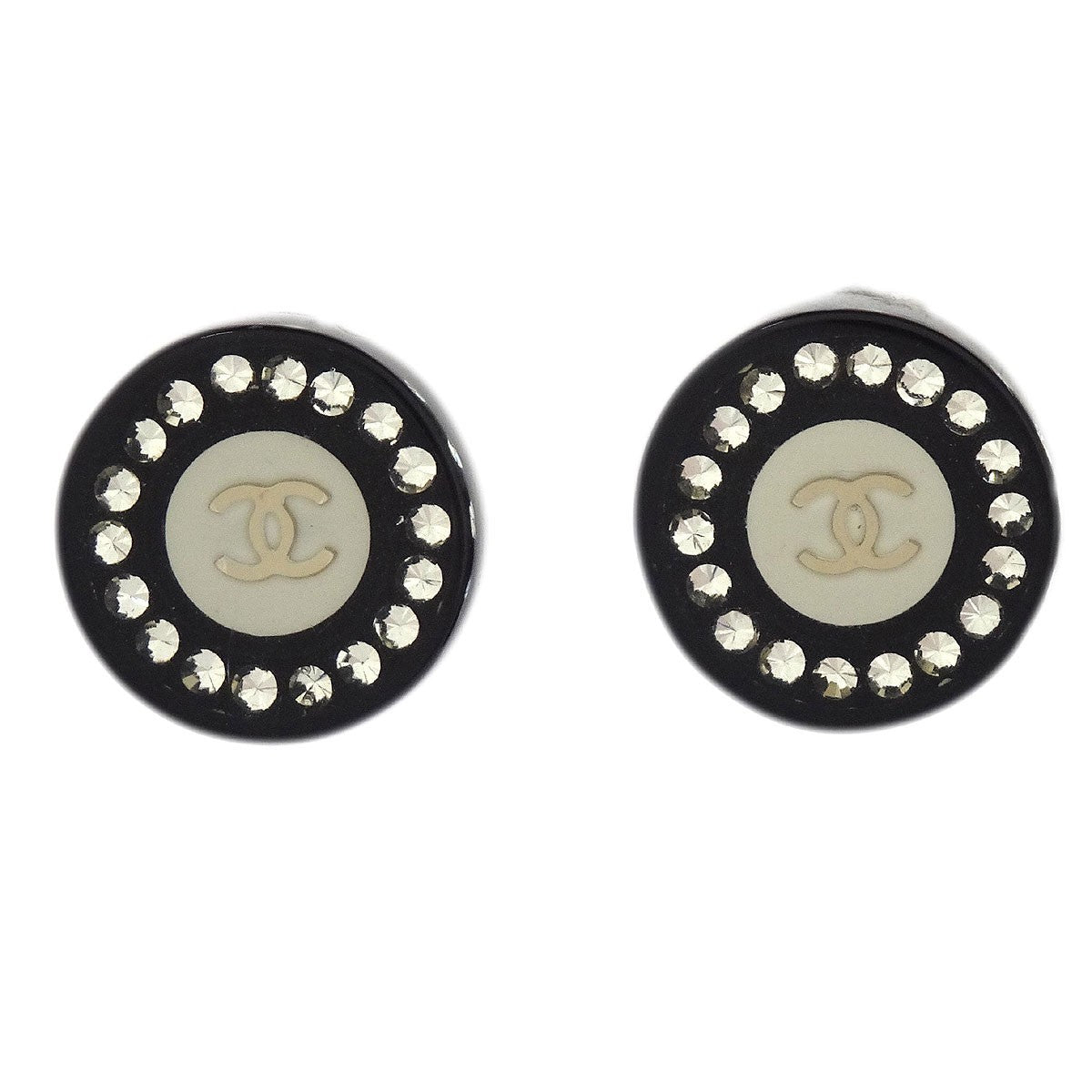 Chanel Vintage CC Round Button Clip-On Earrings Metal Product Image