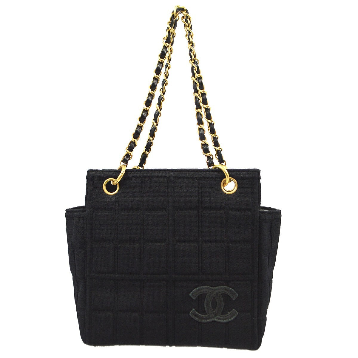 Chanel Chocolate Bar Chain Tote Quilted Jersey Small