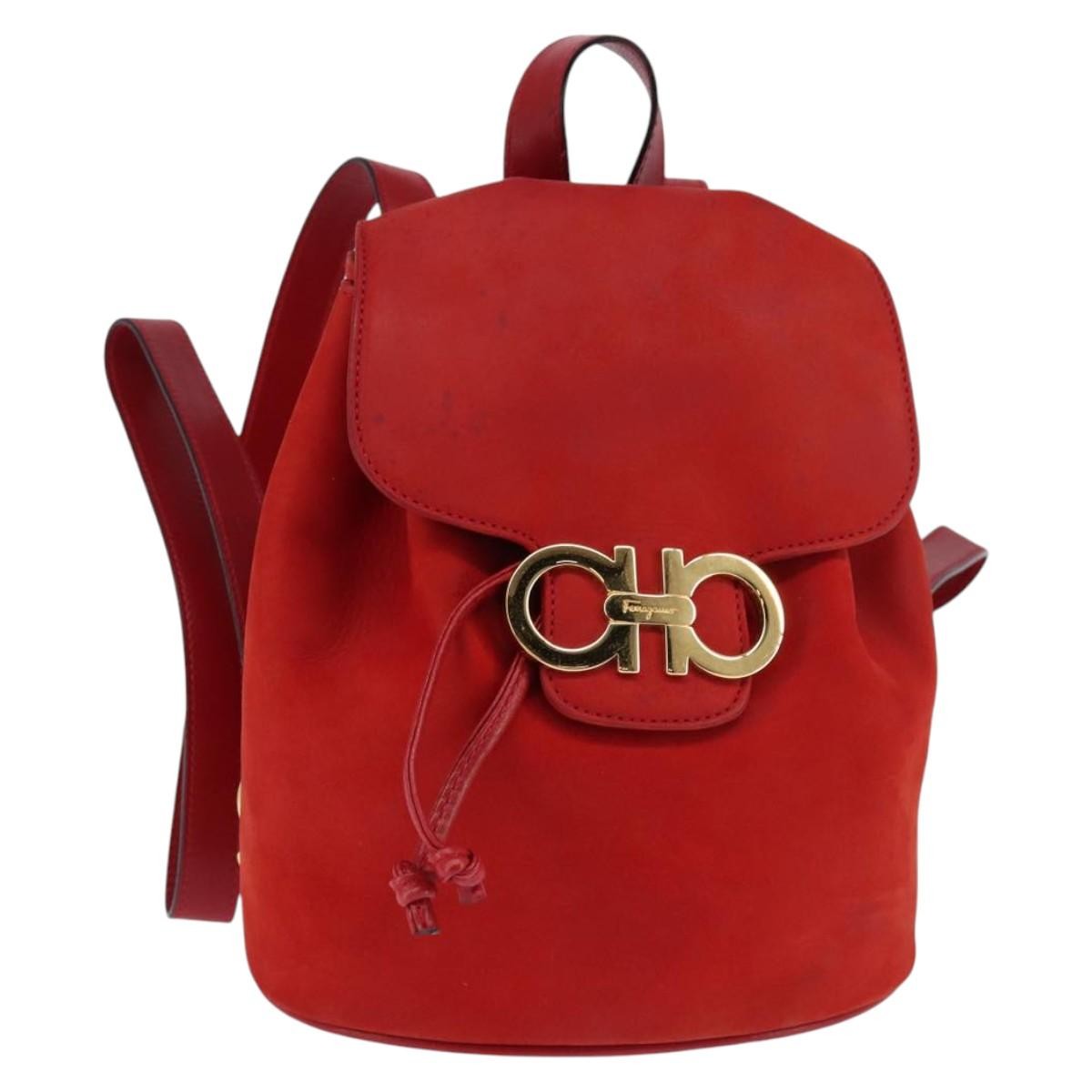 Salvatore Ferragamo Gancini Flap Drawstring Backpack Leather Mini