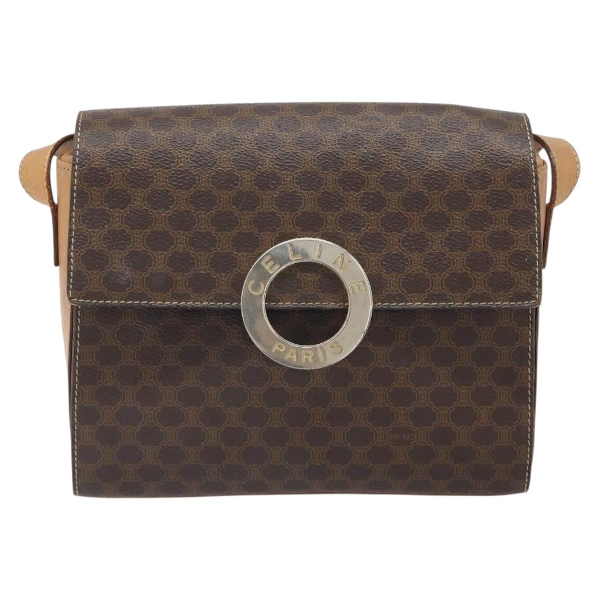 Celine Vintage Macadam Circle Logo Shoulder Bag Canvas and Leather Product Image