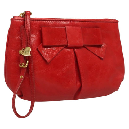 Miu Miu Zip Wristlet Pouch Leather Product Image