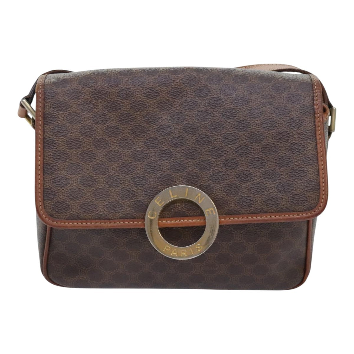 Celine Vintage Macadam Circle Logo Shoulder Bag Canvas and Leather Product Image