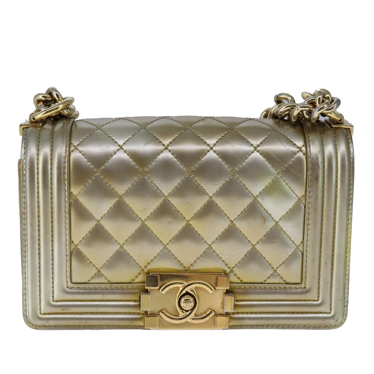 Chanel Boy Flap Quilted Patent Small