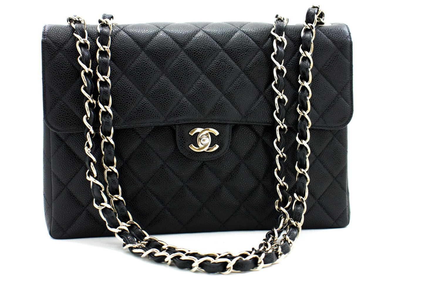Chanel Vintage Classic Single Flap Quilted Caviar Jumbo 30 x 20 x 10