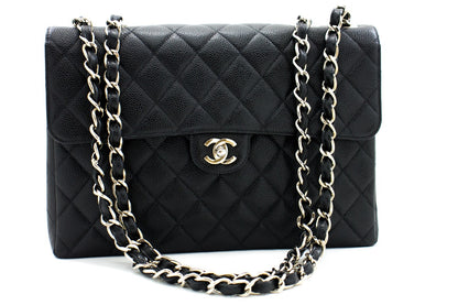 Chanel Vintage Classic Single Flap Quilted Caviar Jumbo 30 x 20 x 10