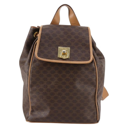 Celine Vintage Drawstring Flap Backpack Macadam Coated Canvas Product Image
