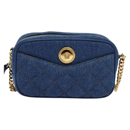 Versace Medusa Icon Front Slip Pocket Camera Quilted Denim Mini
