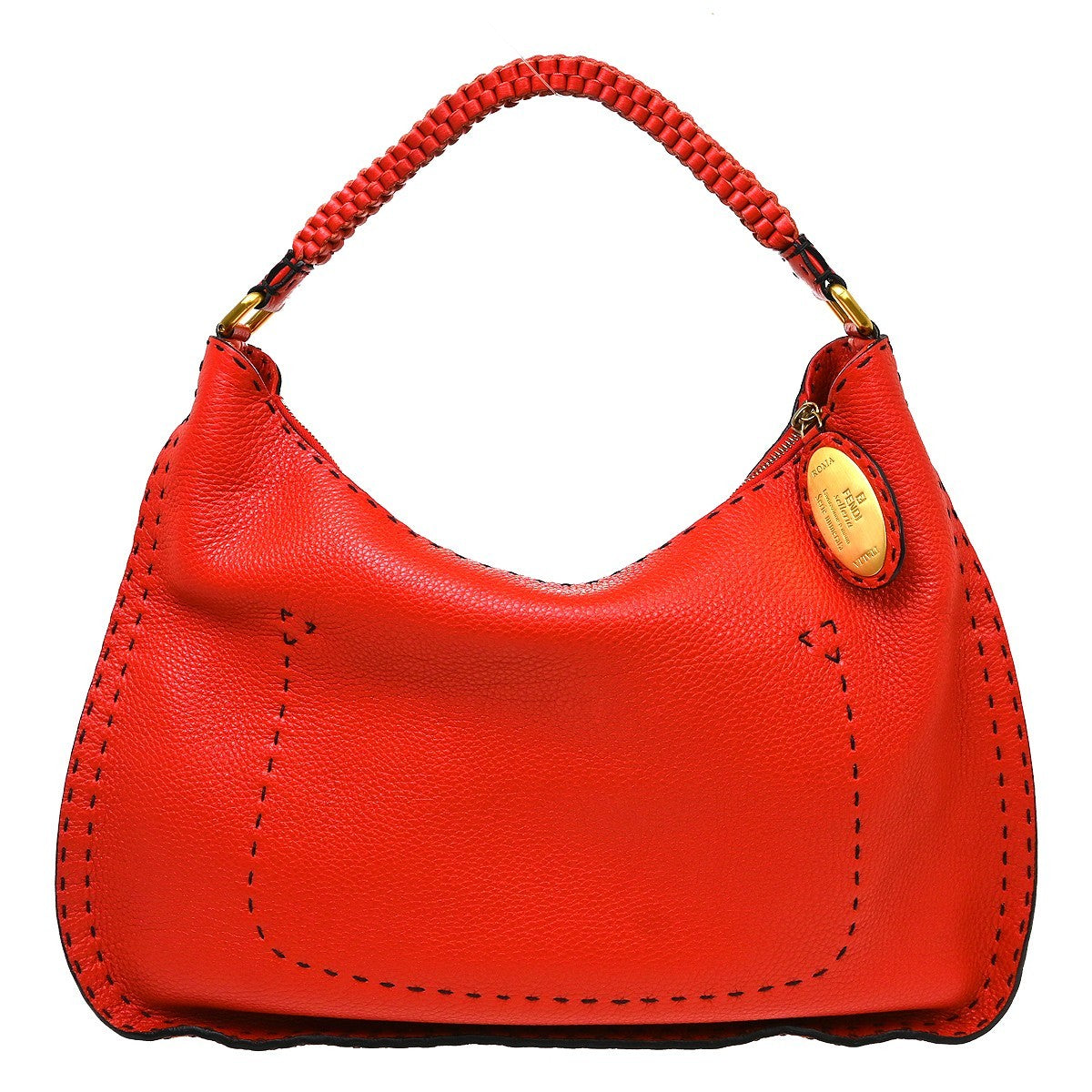 Fendi Selleria Logo Hobo Leather Large